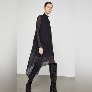 BCBGMAXAZRIA asymmetric tiered turtle neck dress